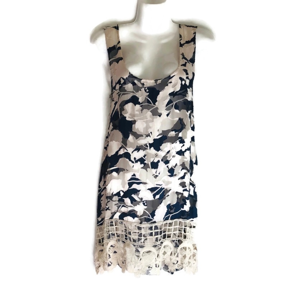Floral Sleeveless Dress with Lace Hem